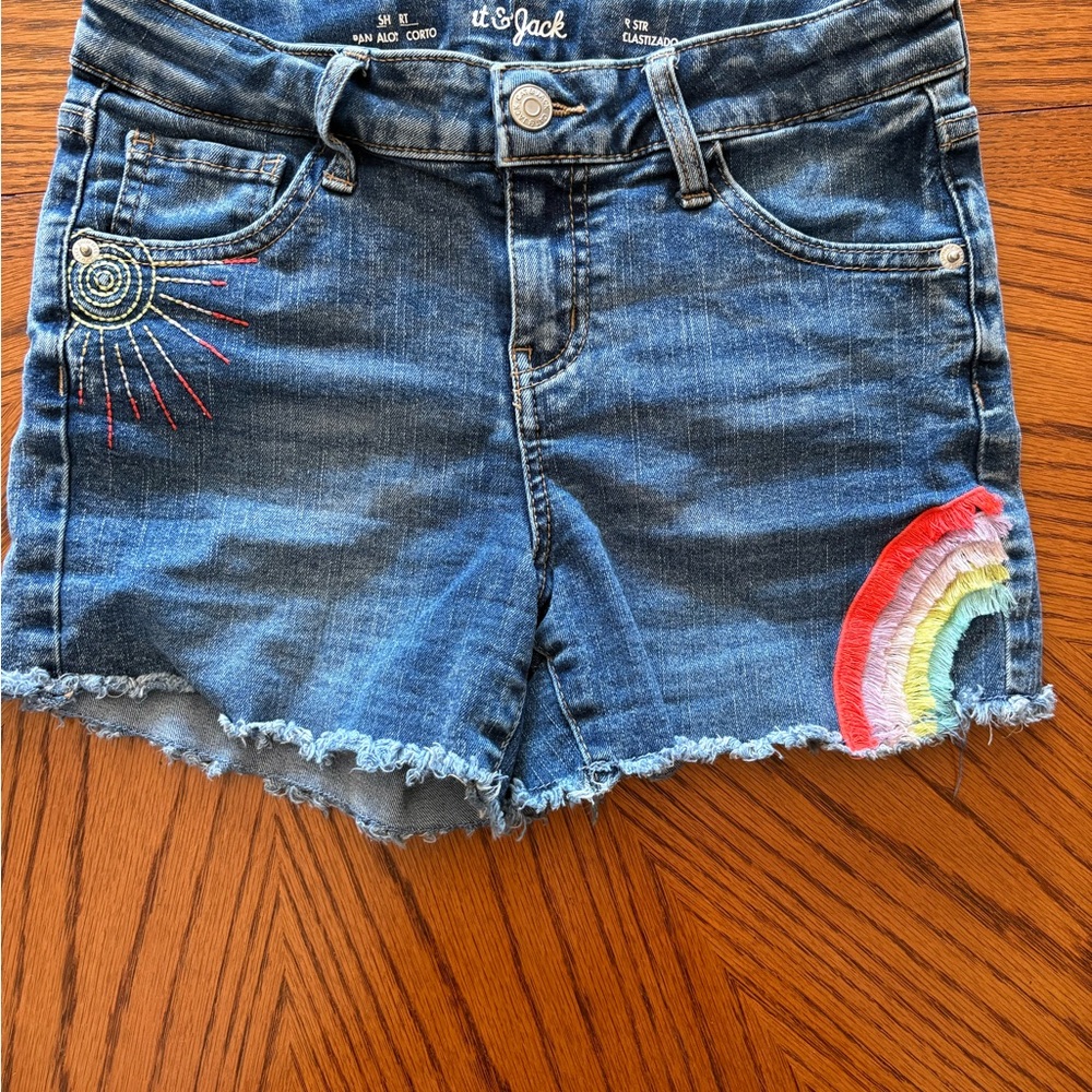Cat & Jack Embroidered Denim Shorts - Blue
